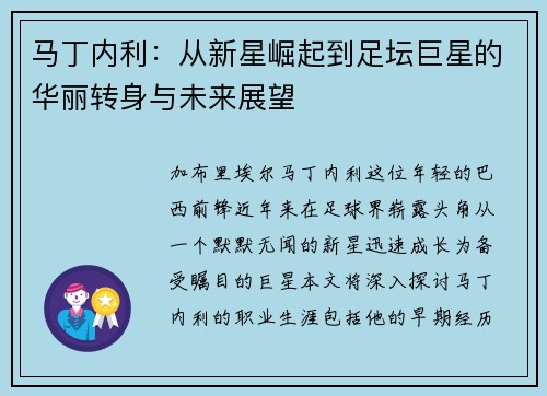 马丁内利：从新星崛起到足坛巨星的华丽转身与未来展望